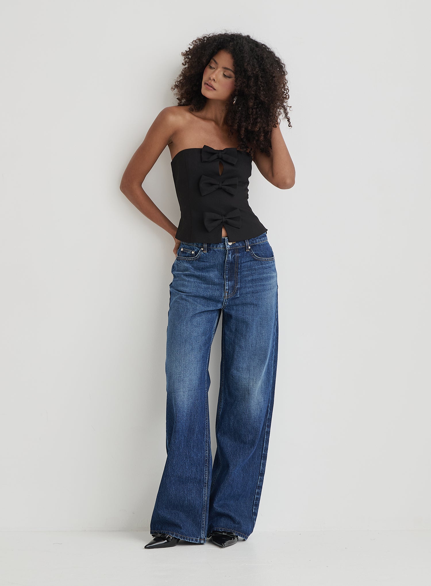 Black Tailored Bow Detail Corset